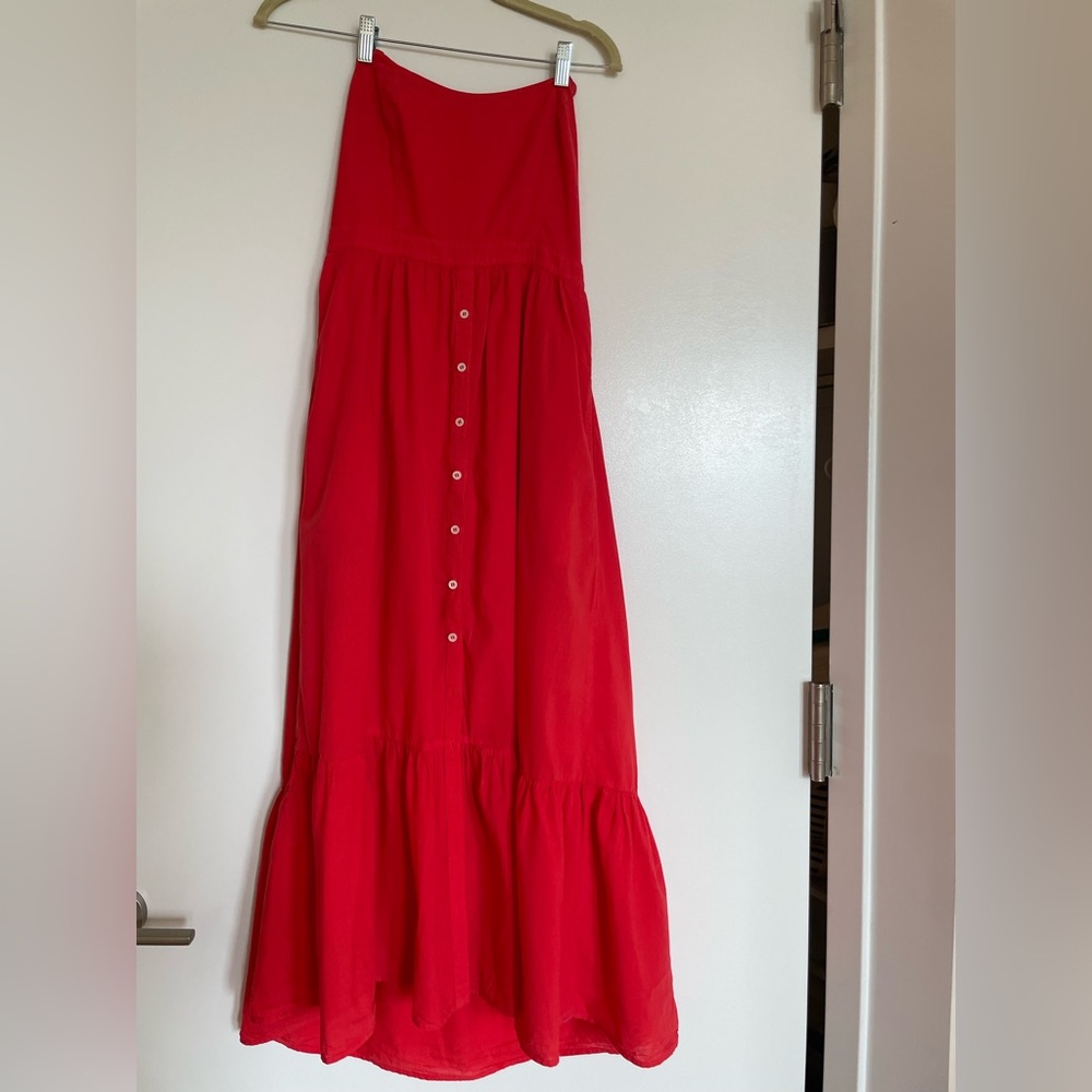 Xirena red cotton sundress with cross cross tie back